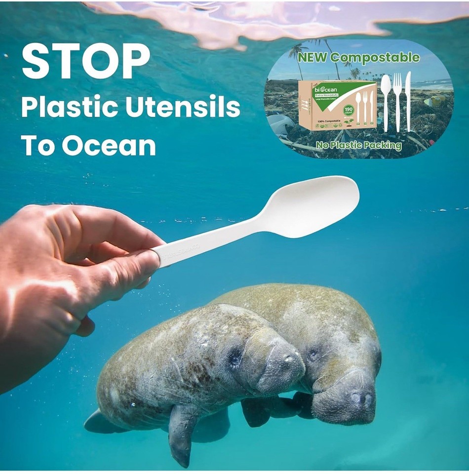 200 compostable knives 6.7" – extra heavy duty biodegradable disposable cutlery