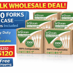 wholesale compostable forks – 10 boxes / 2,000 count – heavy duty – free shipping